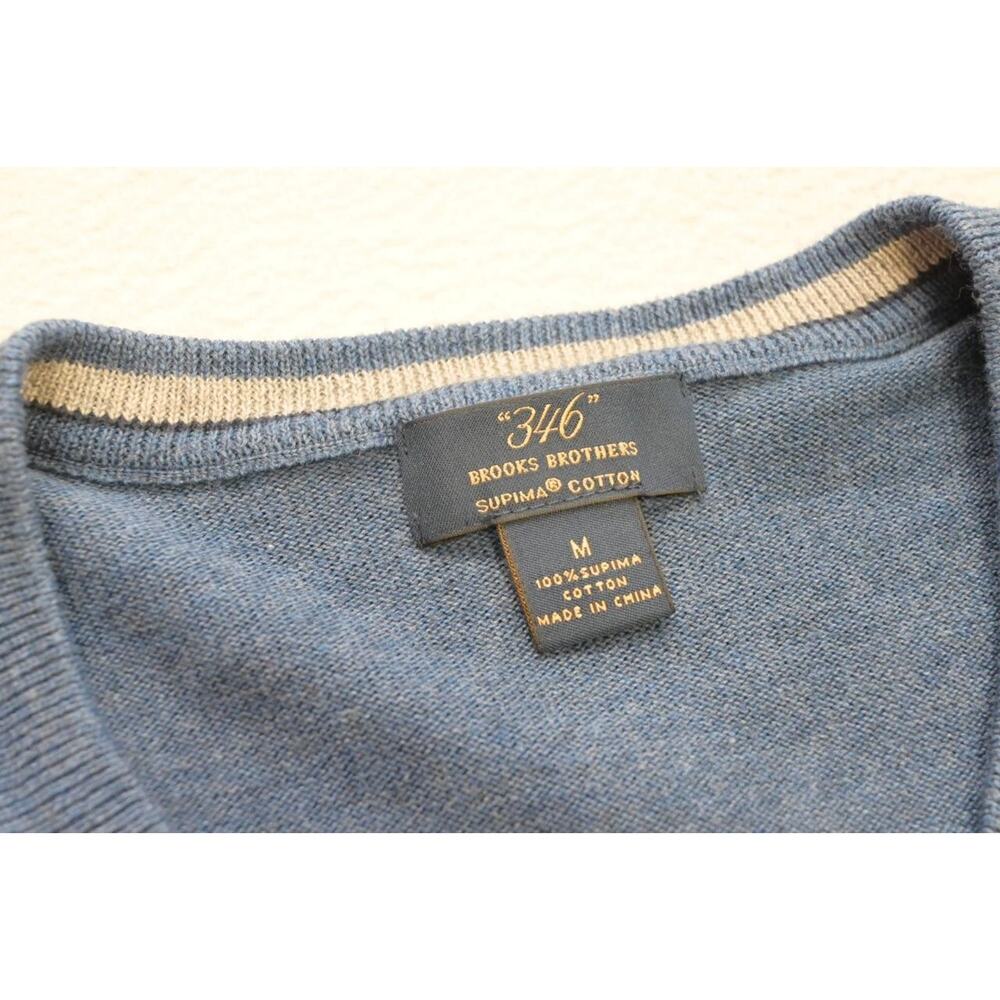 Brooks Brothers 346 Supima V Neck Sweater Blue Casual‎ Luxury Mens Medium - Picture 7 of 8